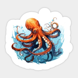 Orange Octopus Sticker